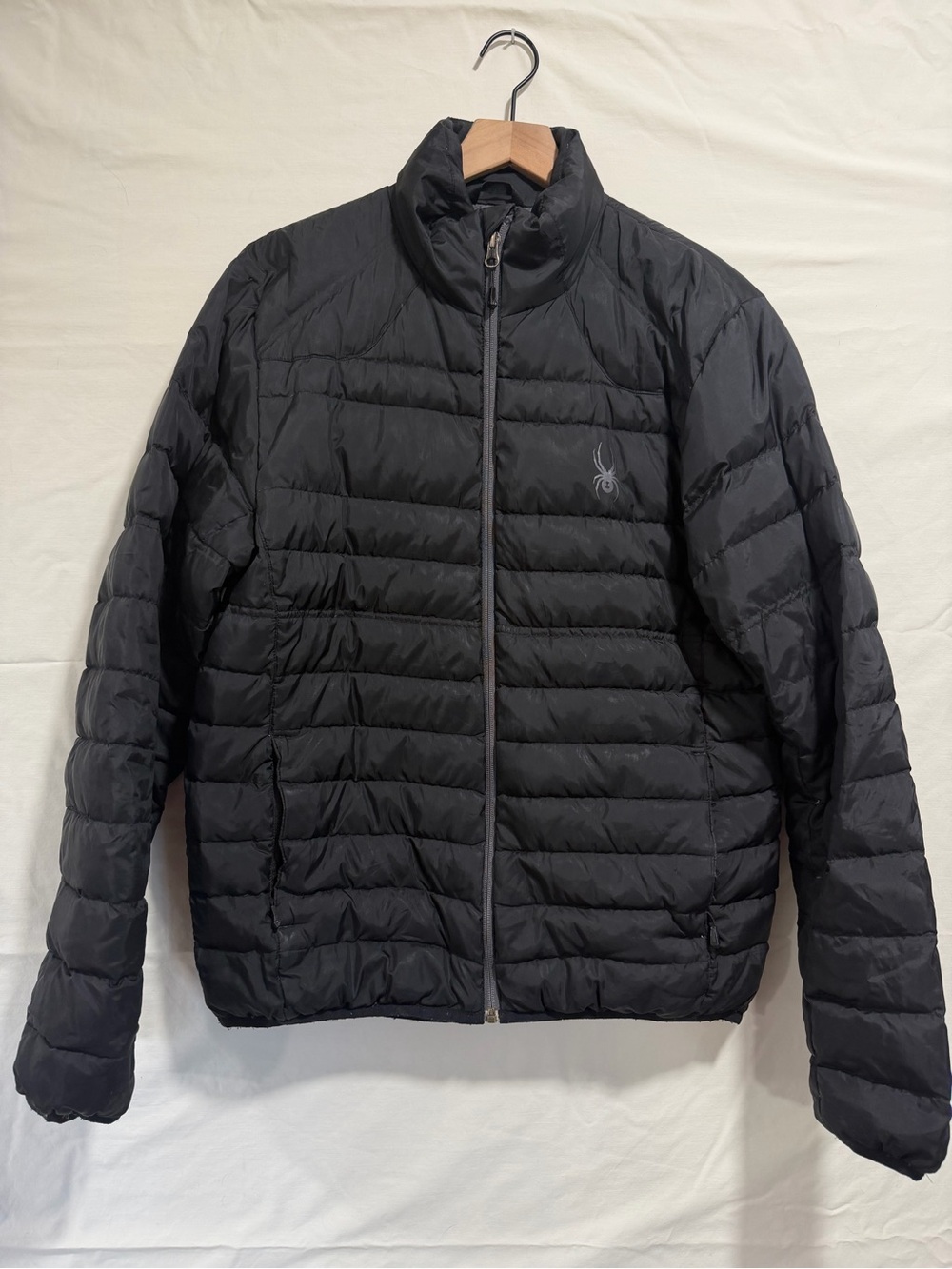 Spyder Men’s Medium Black 100% Duck Down Puffer Jacket Lightweight